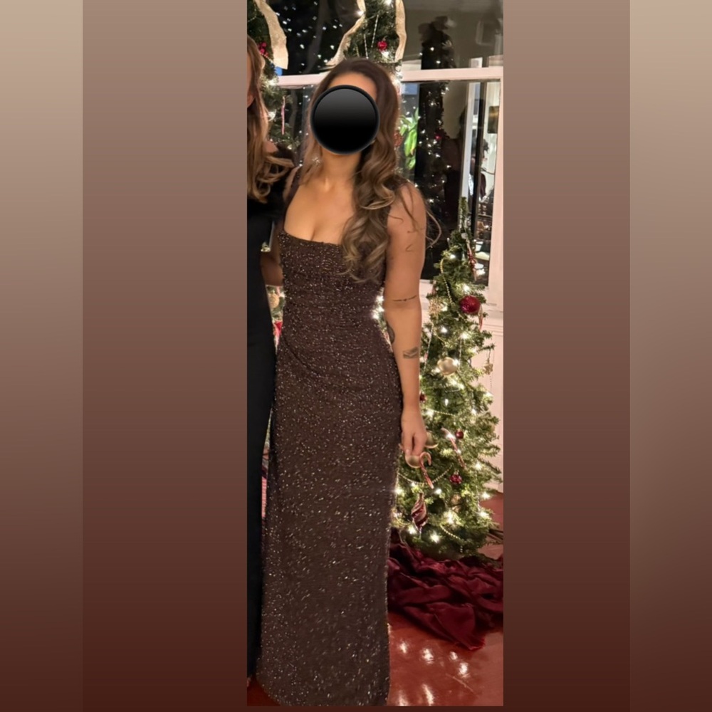 Glamorous Sequin Maxi Dress in Brown